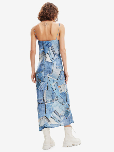 Desigual Modré dámske vzorované maxi šaty Desigual Mississippi