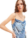 Desigual Modré dámske vzorované maxi šaty Desigual Mississippi
