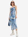 Desigual Modré dámske vzorované maxi šaty Desigual Mississippi