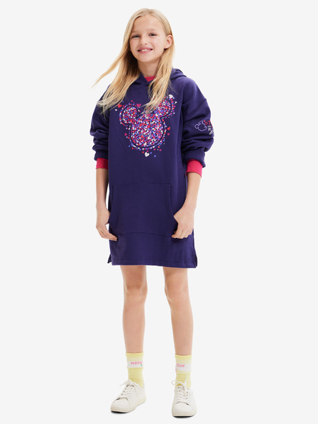 Desigual Fialové dievčenské šaty s kapucňou Desigual Emmline Disney