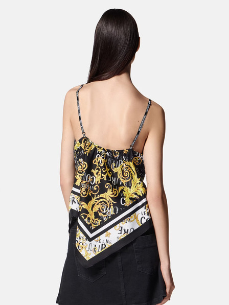 Versace Jeans Couture Čierny dámsky vzorovaný saténový top Versace Jeans Couture