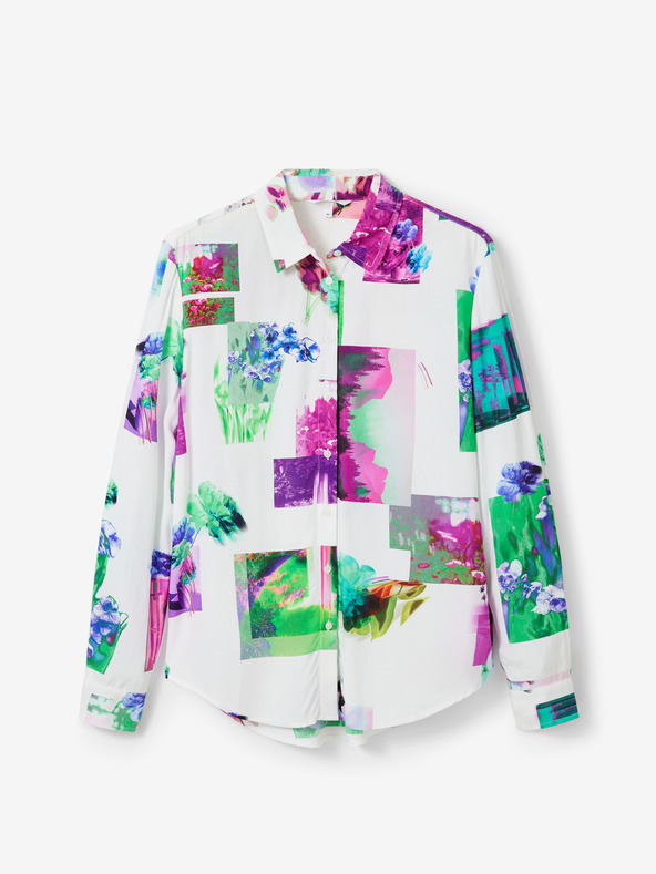 Desigual Zeleno-biele dámske vzorované tričko Desigual Trieste