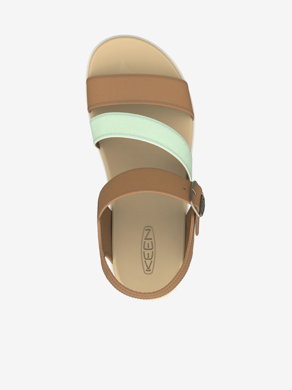 Keen Hnedé dámske kožené sandále Keen na klinoch