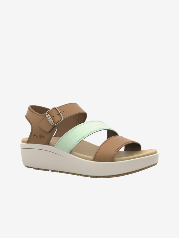 Keen Hnedé dámske kožené sandále Keen na klinoch