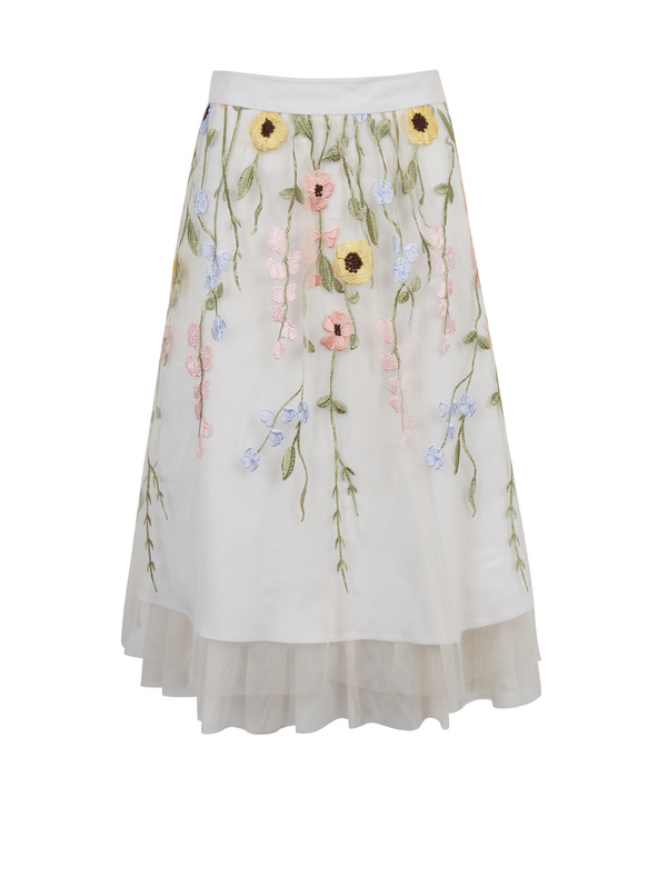 Orsay Krémová dámska kvetinová midi sukňa ORSAY