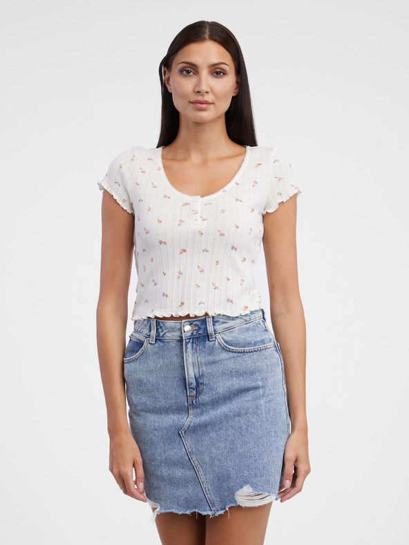 Tom Tailor Denim Biela dámska kvetinová košeľa Tom Tailor Denim