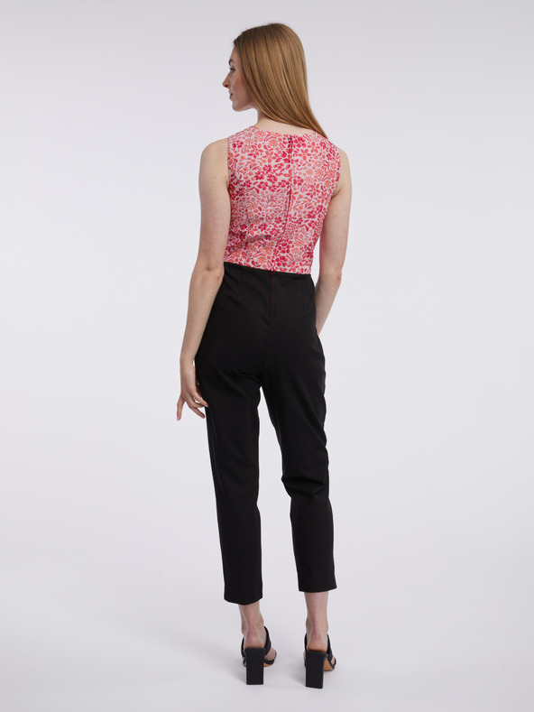 Orsay Ružovo-čierny dámsky kvetinový overal ORSAY