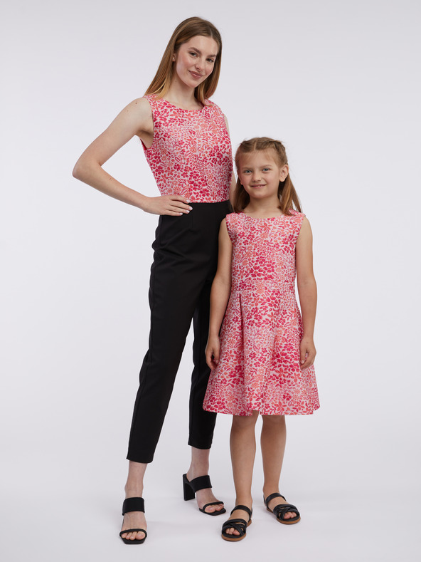 Orsay Ružovo-čierny dámsky kvetinový overal ORSAY