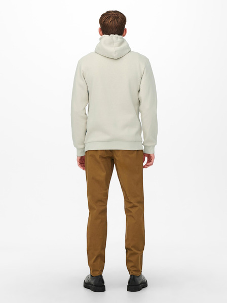 ONLY & SONS Béžová pánska basic mikina s kapucňou ONLY & SONS Ceres