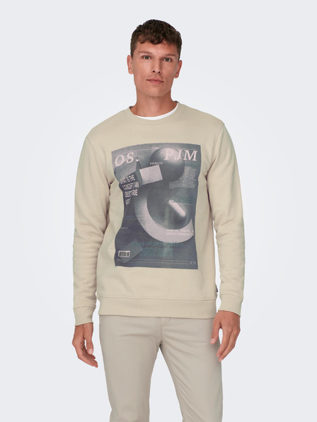 ONLY & SONS Béžová pánska mikina ONLY & SONS Todd