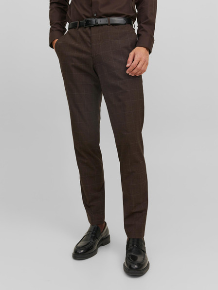Jack & Jones Tmavohnedé pánske oblekové nohavice Jack & Jones Solaris