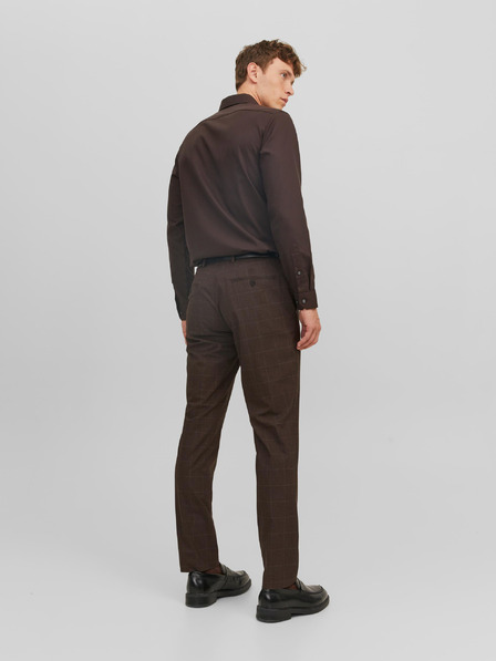 Jack & Jones Tmavohnedé pánske oblekové nohavice Jack & Jones Solaris