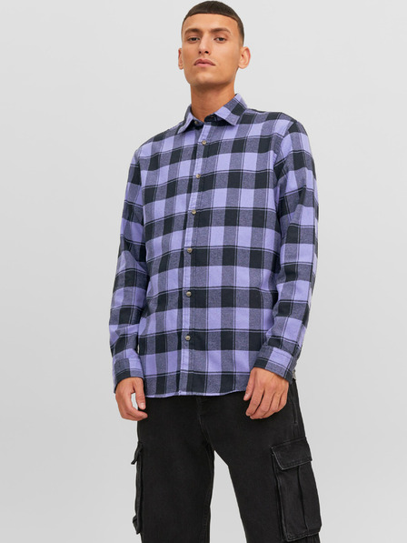 Jack & Jones Fialová pánska košeľa Jack & Jones Joshua Plaid Shirt
