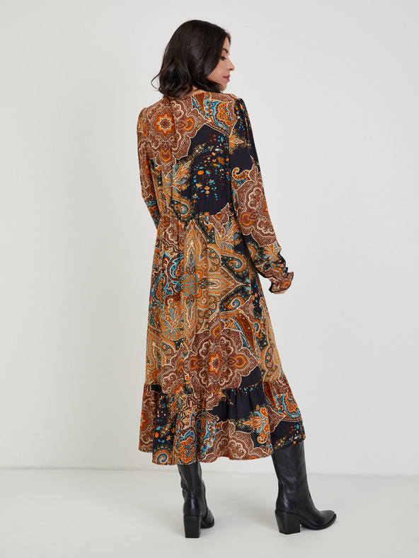 Orsay Hnedé dámske vzorované midi šaty ORSAY