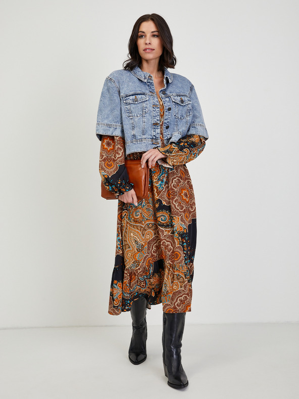 Orsay Hnedé dámske vzorované midi šaty ORSAY