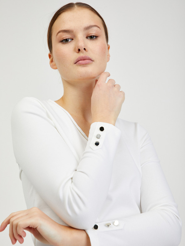 Orsay Biele dámske tričko s dlhým rukávom ORSAY