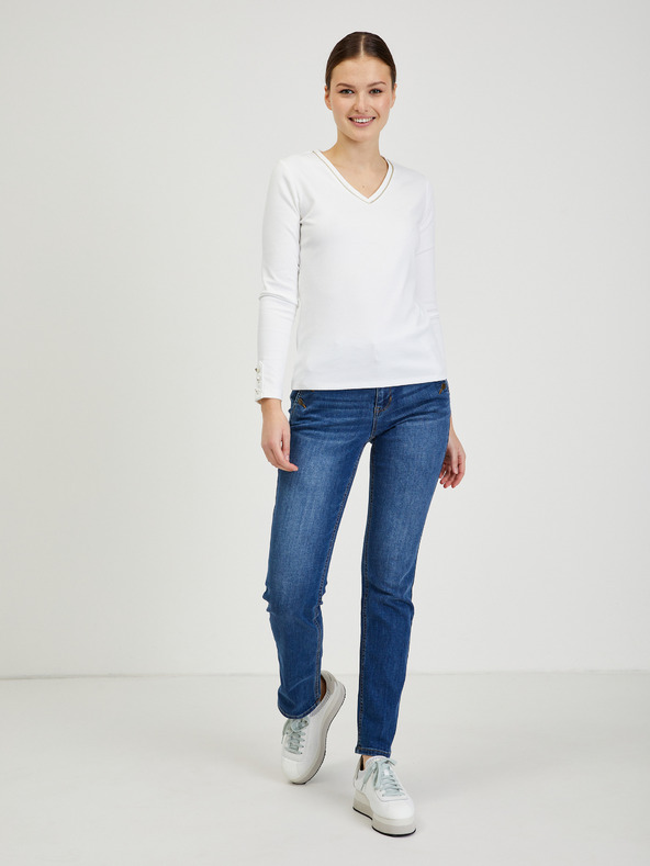 Orsay Biele dámske tričko s dlhým rukávom ORSAY