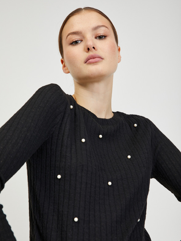 Orsay Čierny dámsky rebrovaný sveter ORSAY