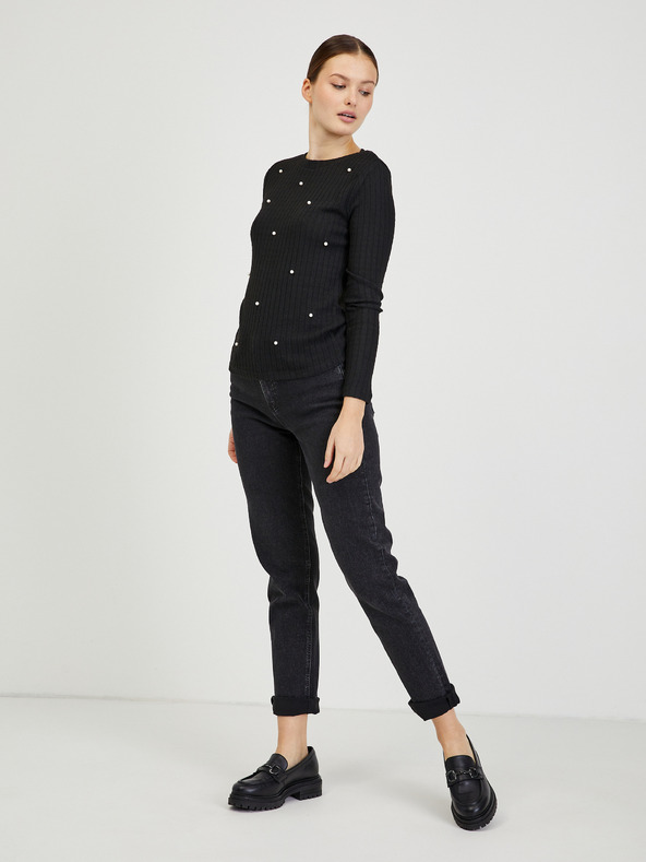 Orsay Čierny dámsky rebrovaný sveter ORSAY