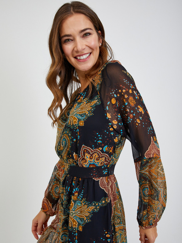 Orsay Čierno-hnedé dámske vzorované šaty ORSAY