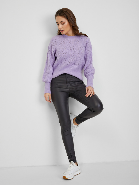 Orsay Svetlofialový dámsky vzorovaný sveter s balónovými rukávmi ORSAY