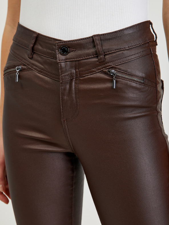 Orsay Tmavohnedé dámske z imitácie kože nohavice ORSAY