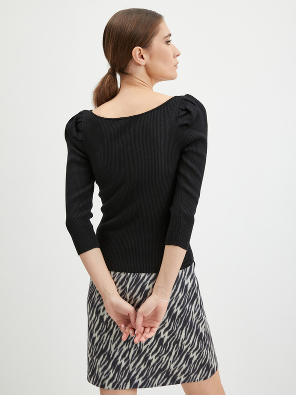 Orsay Čierny dámsky rebrovaný sveter ORSAY