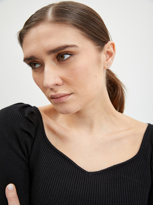 Orsay Čierny dámsky rebrovaný sveter ORSAY