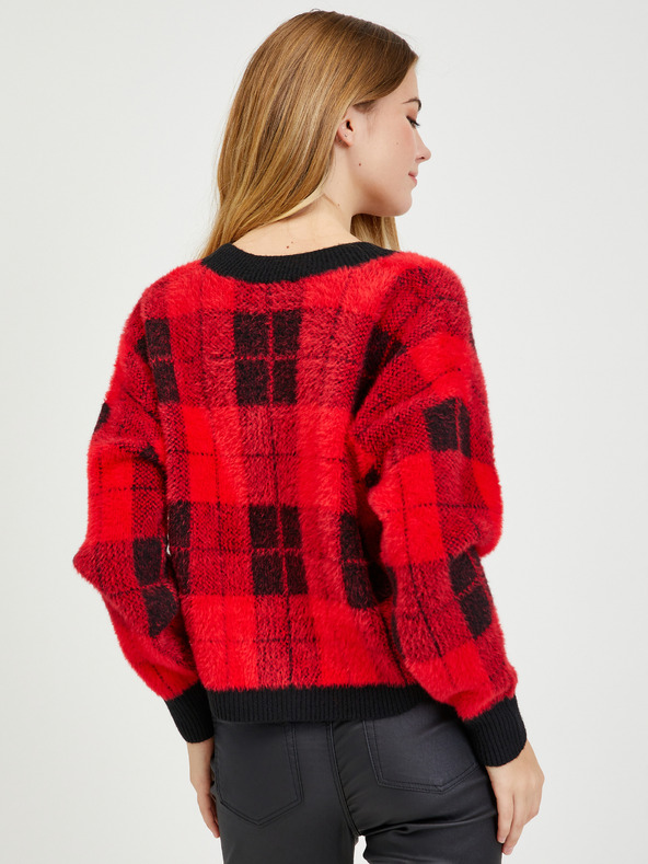 Orsay Čierno-červený dámsky károvaný sveter ORSAY