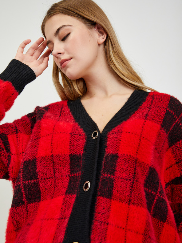 Orsay Čierno-červený dámsky károvaný sveter ORSAY