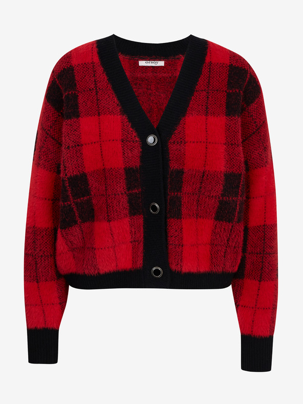 Orsay Čierno-červený dámsky károvaný sveter ORSAY