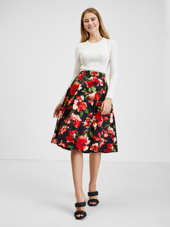 Orsay Červeno-čierna dámska kvetinová sukňa ORSAY