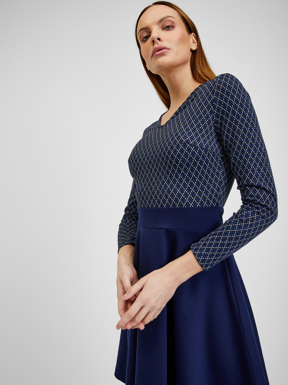 Orsay Tmavomodré dámske vzorované šaty ORSAY