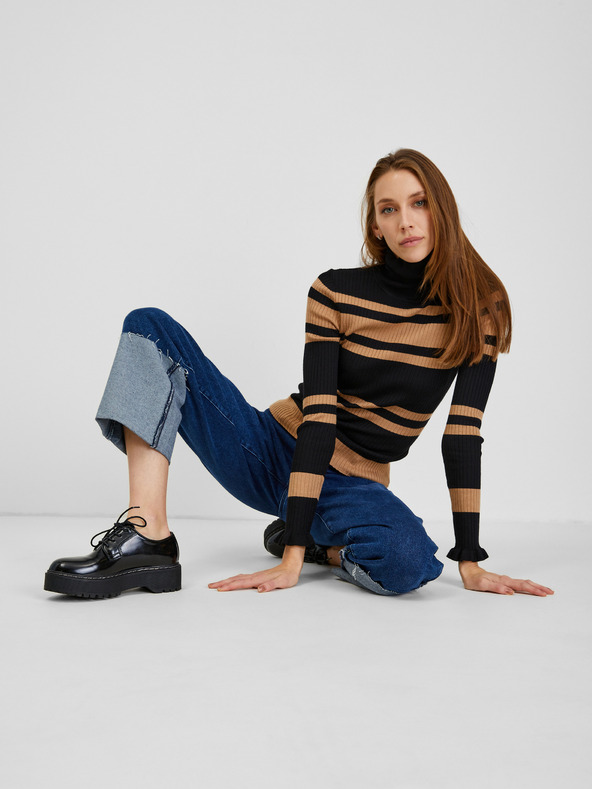 Orsay Hnedočierny dámsky pruhovaný sveter ORSAY