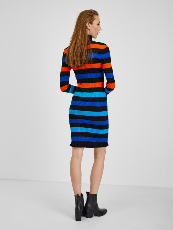 Orsay Oranžovo-modré dámske pruhované šaty ORSAY