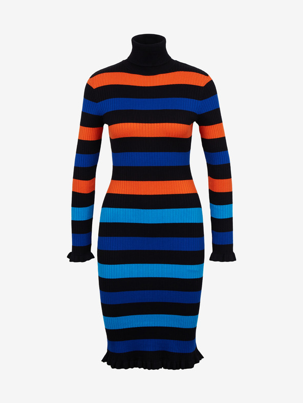 Orsay Oranžovo-modré dámske pruhované šaty ORSAY