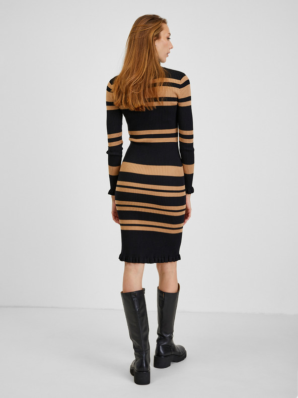 Orsay Hnedo-čierne dámske pruhované šaty ORSAY