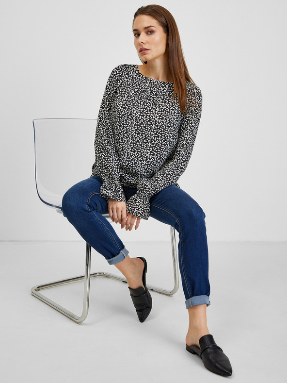 Orsay Bielo-čierna dámska vzorovaná blúzka ORSAY