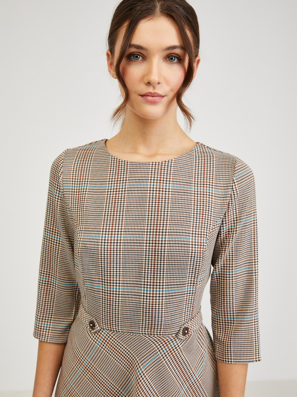 Orsay Hnedé dámske kockované šaty ORSAY