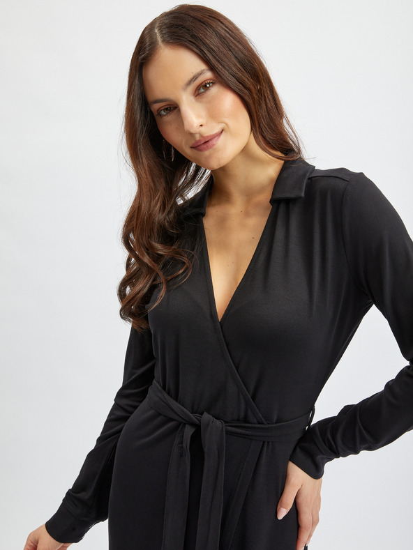 Orsay Čierne dámske zavinovacie šaty ORSAY
