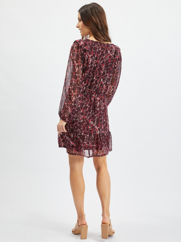 Orsay Bordové dámske vzorované šaty ORSAY