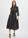 Orsay Čierne dámske bodkované košeľové midi šaty ORSAY