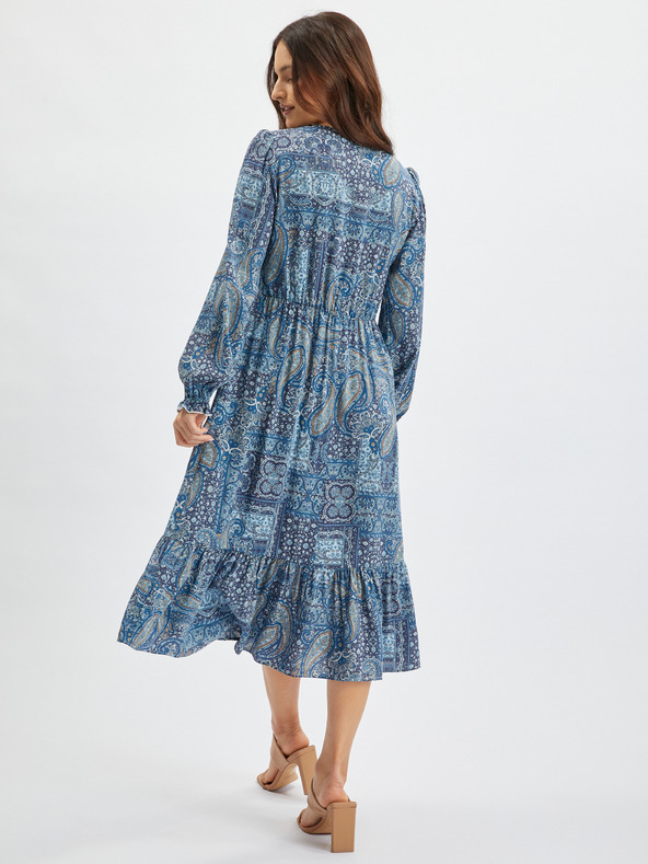 Orsay Modré dámske vzorované midi šaty ORSAY