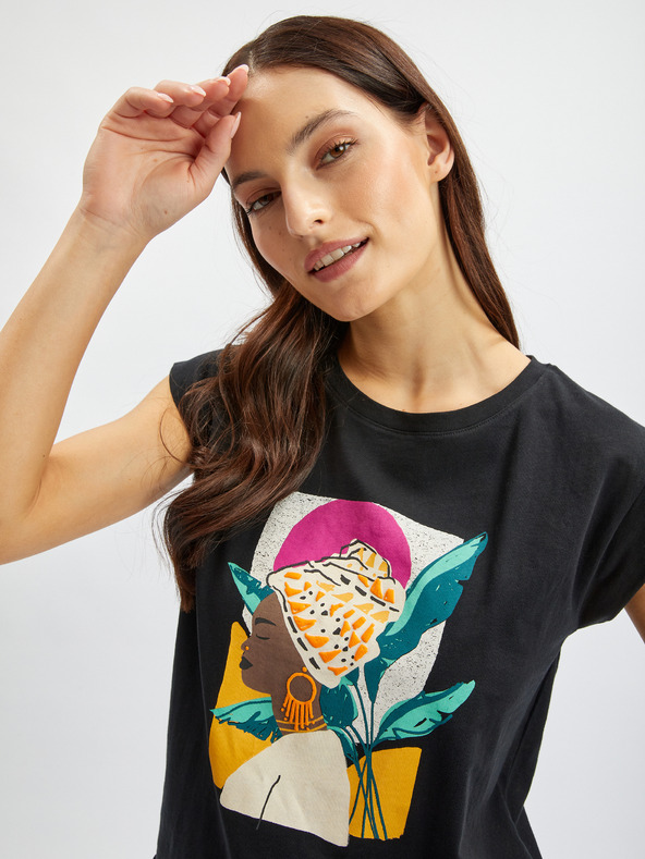 Orsay Biela a čierna kvetinová košeľa ORSAY