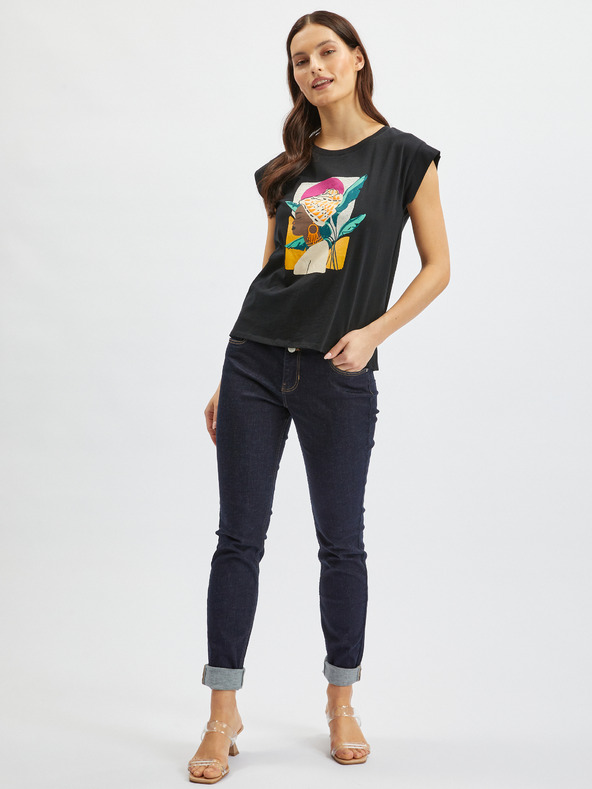 Orsay Biela a čierna kvetinová košeľa ORSAY