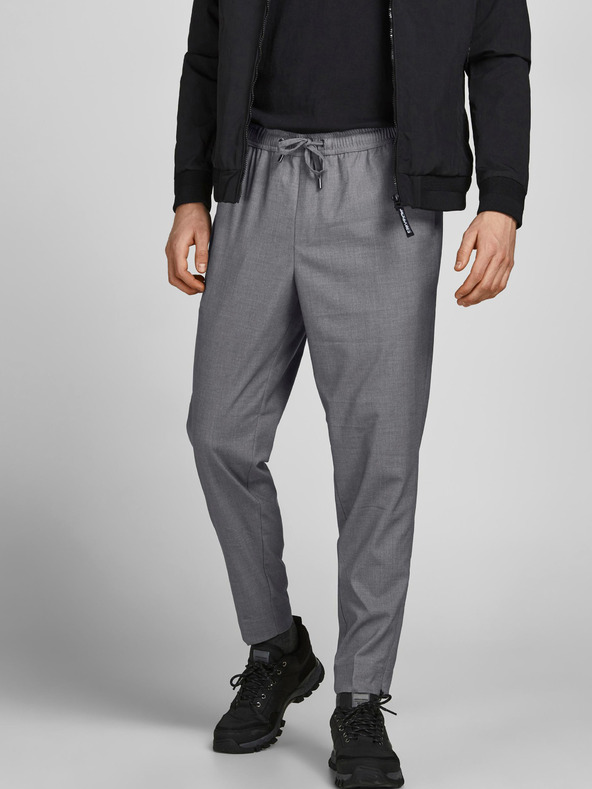 Jack & Jones Šedé žíhané nohavice Jack & Jones Frankie
