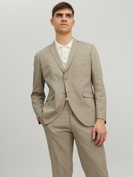 Jack & Jones Jack & Jones Riviera pánske béžové ľanové sako