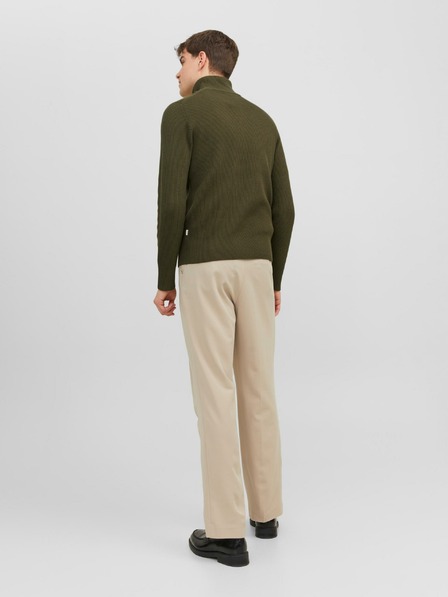 Jack & Jones Khaki pánsky rebrovaný sveter Jack & Jones Perfect