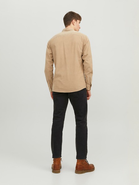 Jack & Jones Jack & Jones Klasická pánska béžová manšestrová košeľa