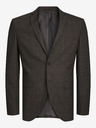 Jack & Jones Tmavohnedé pánske sako Jack & Jones Solaris Plaid Blazer